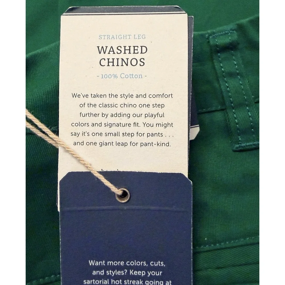 Bonobos Original Washed Chino Pants Mens 32x32 Green Nonstretch Straight NWT
